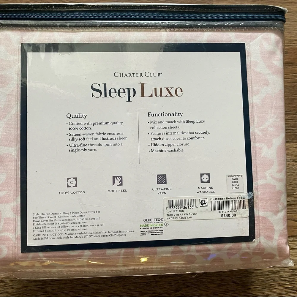 Charter Club Sleep Luxe Petal 800 Thread Ombre Cotton 3-Pc. Duvet Set, king